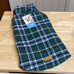 NWT Kuoser Dog Jacket Reversible Green Tartan Plaid or Quilted Black Sz M